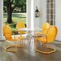 Templeton 5 Piece Griffith Metal Outdoor Dining Set with Tangerine Chairs & White Table TE2613658